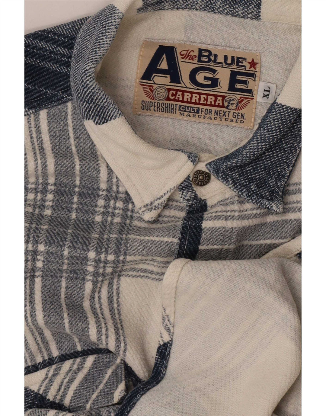 Camisa masculina de flanela Carrera XL azul xadrez