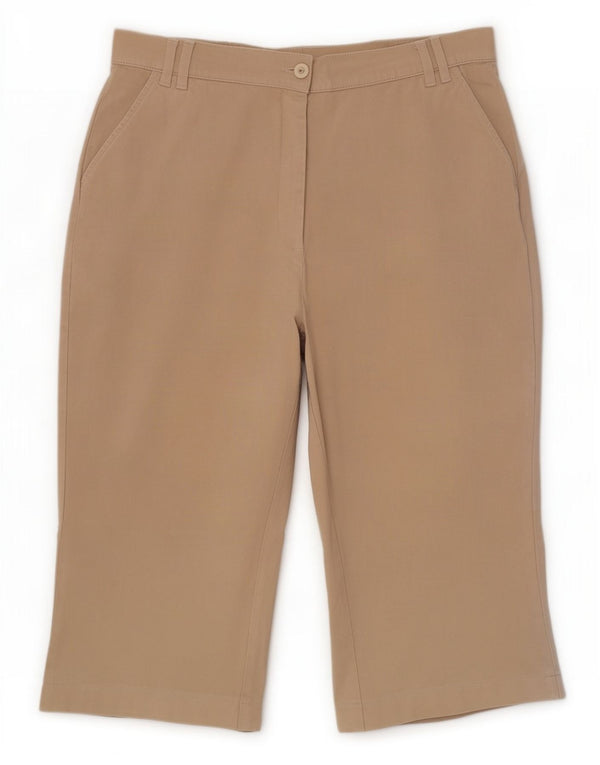 Bermuda feminina de cintura alta Marks & Spencer UK 16 grande W34 bege