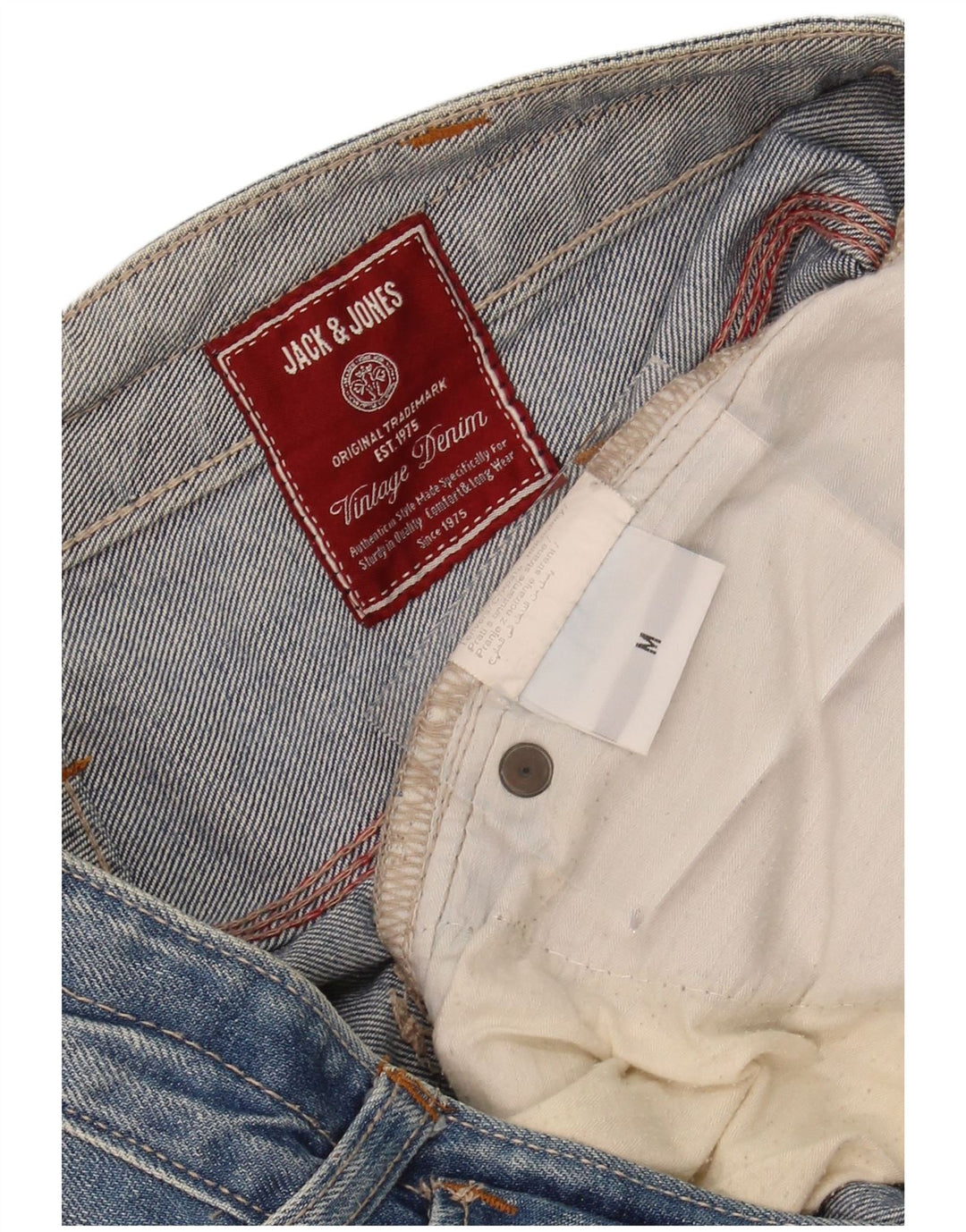 JACK & JONES Bermuda jeans masculina média W32 algodão azul