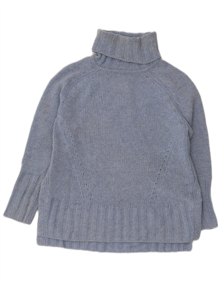 Suéter feminino Reiss com gola alta e gola alta Reino Unido 10 lã azul pequena