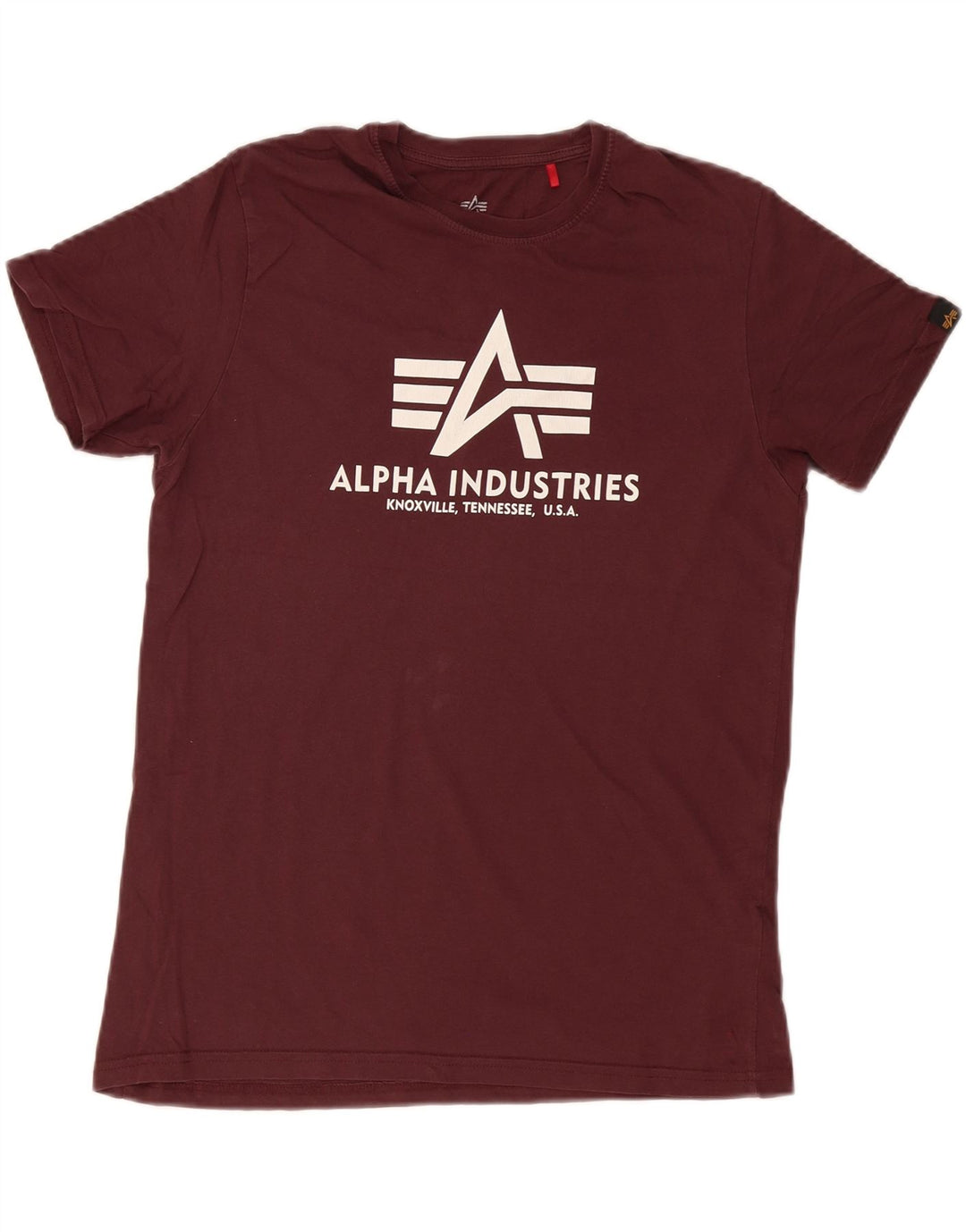 Camiseta gráfica masculina Alpha Industries Top médio algodão Borgonha