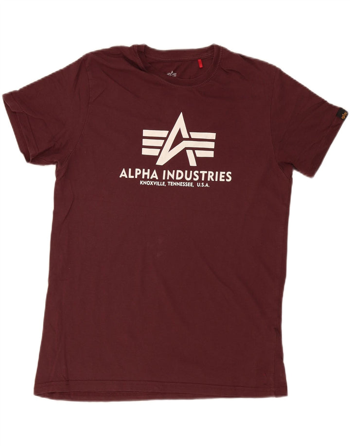 Camiseta gráfica masculina Alpha Industries Top médio algodão Borgonha