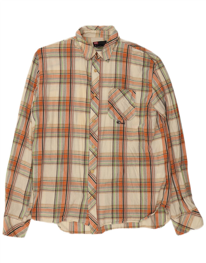 Camisa masculina DIESEL 2XL algodão xadrez bege