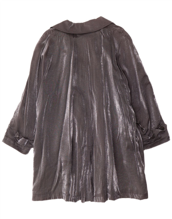 Casaco feminino vintage oversized com peito duplo IT 42 viscose cinza médio