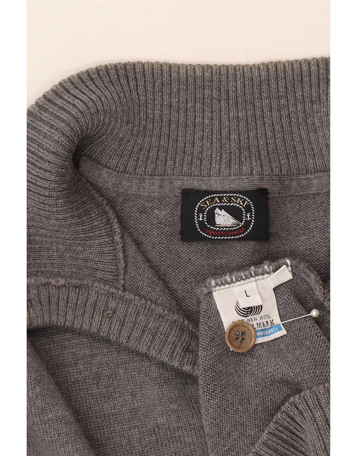 Suéter masculino Sea & Sky com gola redonda e lã cinza grande