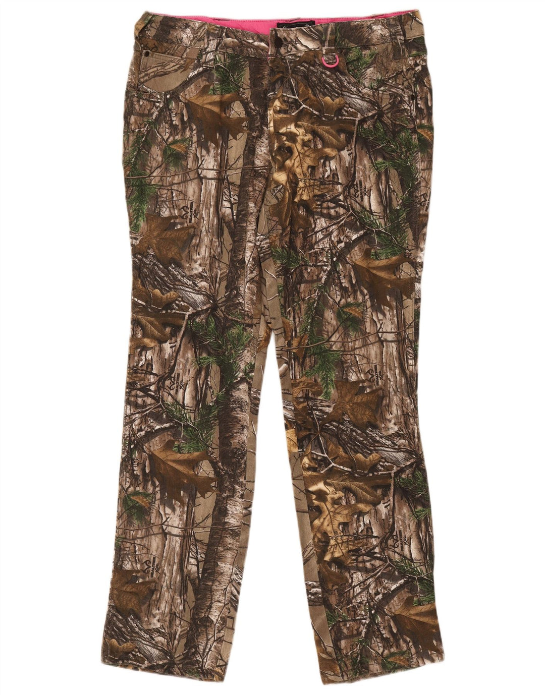 Calça de caminhada feminina Realtree US 14 XL W38 L33 algodão camuflado marrom