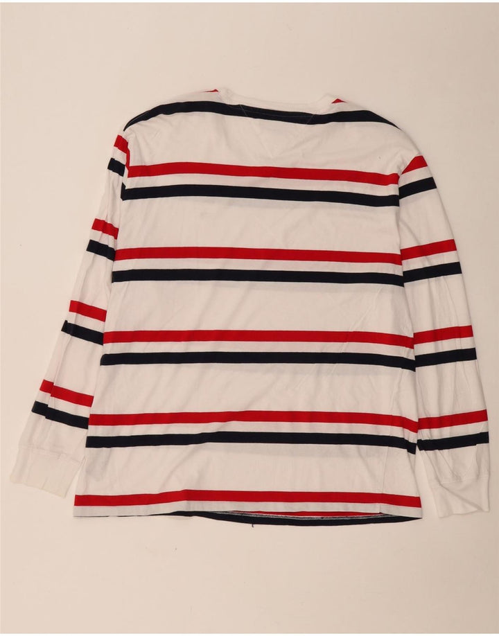 Top masculino TOMMY HILFIGER manga comprida XL algodão listrado branco