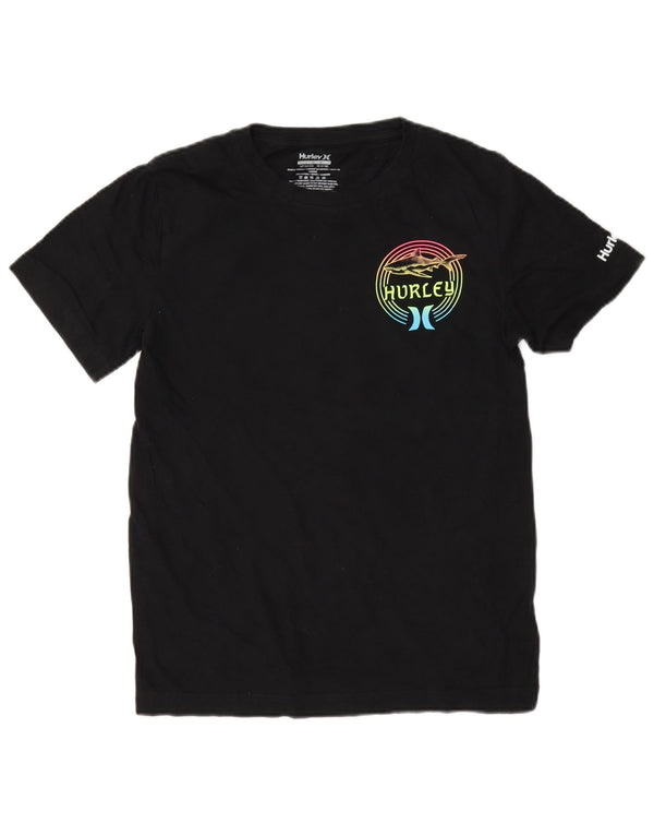 Camiseta gráfica Hurley Boys 12-13 anos grande algodão preto