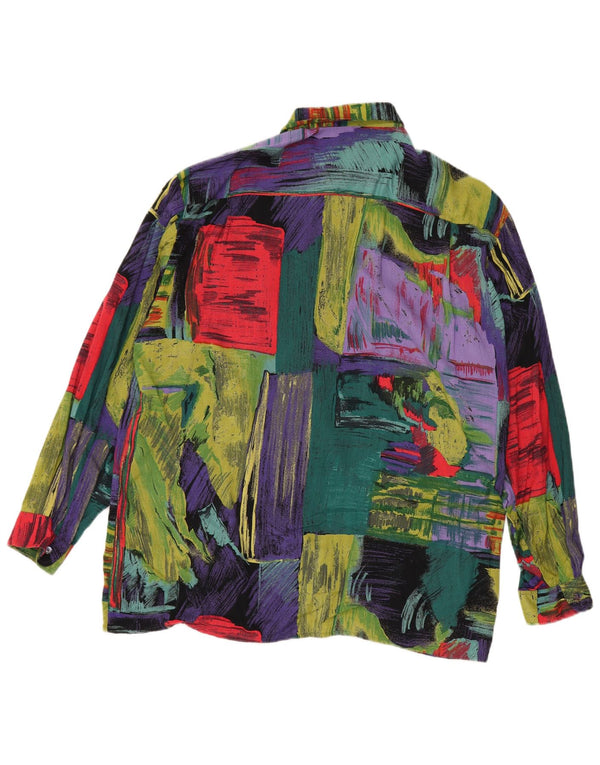 Camisa vintage masculina abstrata padrão tamanho 41/42 grande multicolorida