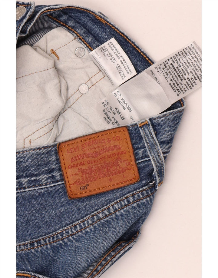 Calça Jeans Levis Feminina 501 Crop Straight W28 L26 Azul Algodão