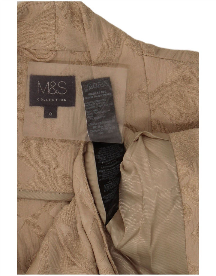 Jaqueta Marks & Spencer Open Blazer Feminina Reino Unido 8 Pequeno Bege Geométrico