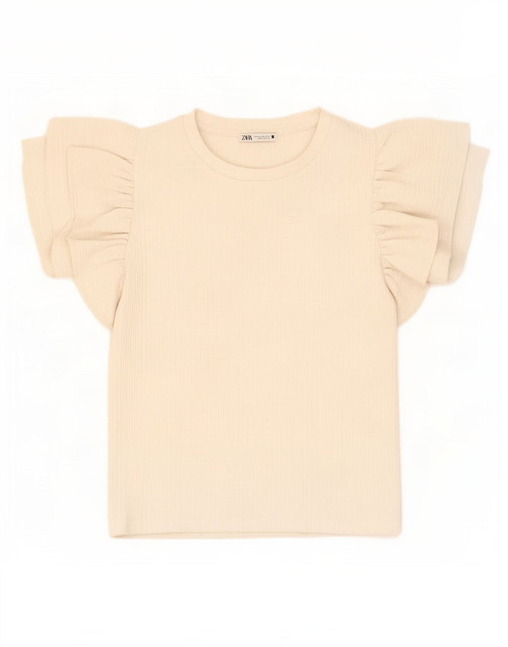 Blusa feminina Zara Top UK 12 médio off white poliéster