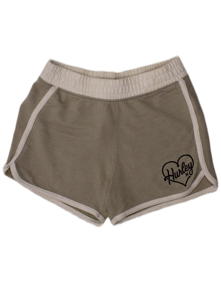 Shorts esportivos femininos HURLEY 12-13 anos grande bloco colorido verde