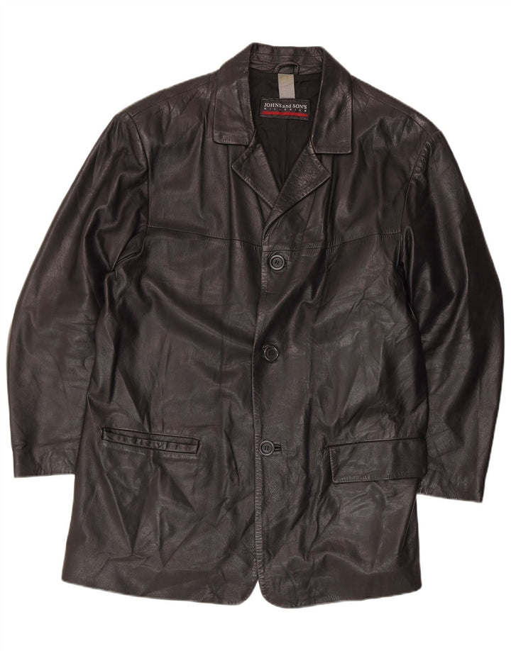 Jaqueta blazer masculina de couro com 3 botões Johns And Son's IT 56 3XL couro preto