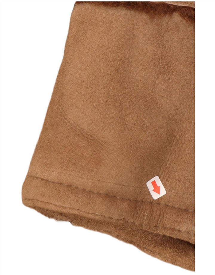 Casaco feminino vintage de shearling UK 16 grande bege