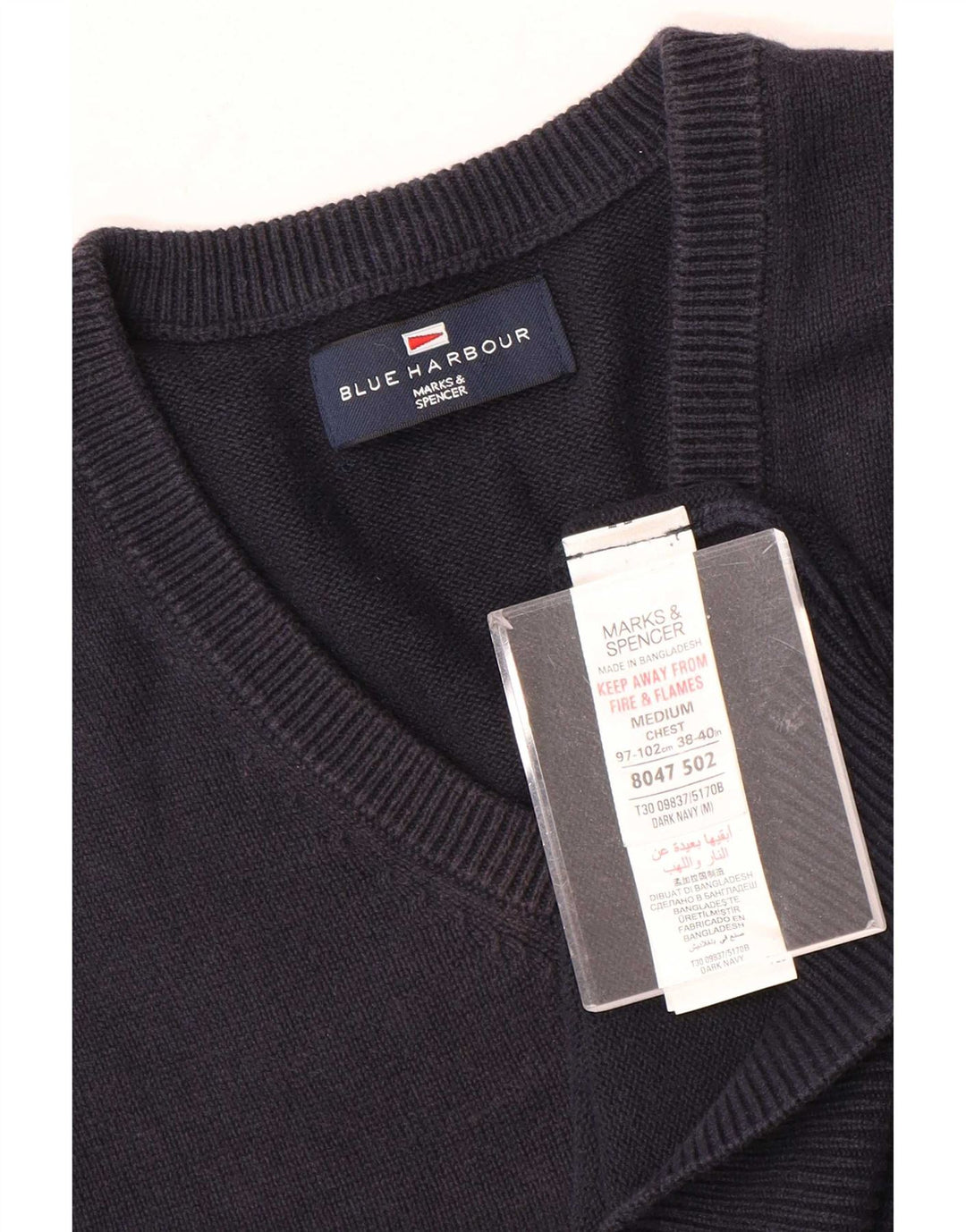 Regata masculina Marks & Spencer Blue Harbour Vest de algodão azul marinho médio
