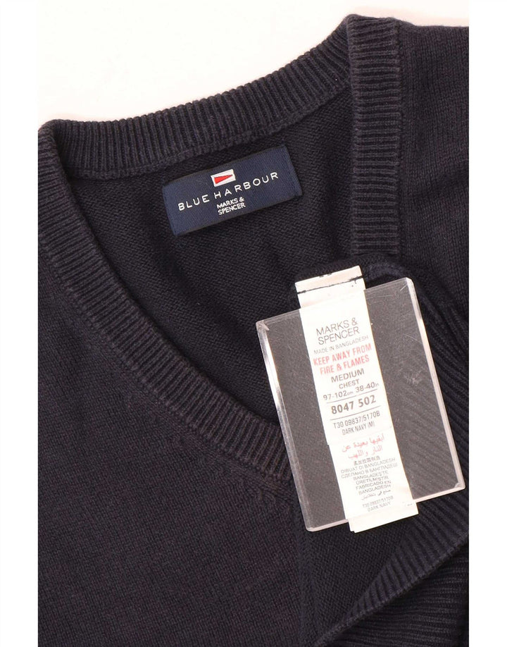 Regata masculina Marks & Spencer Blue Harbour Vest de algodão azul marinho médio