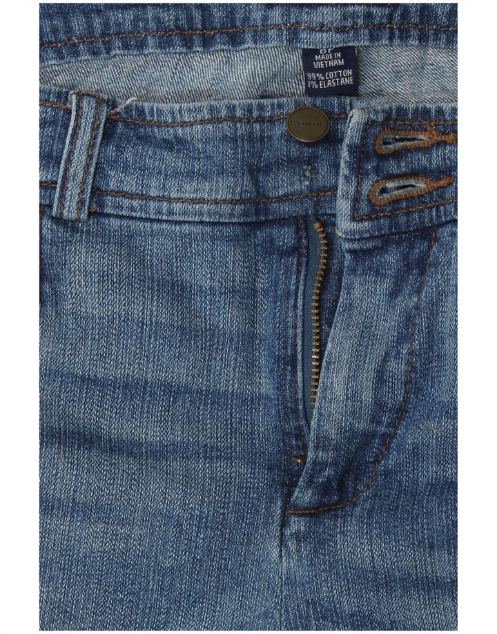 Calça jeans feminina Petite Capri US 8 médio W30 L21 algodão azul