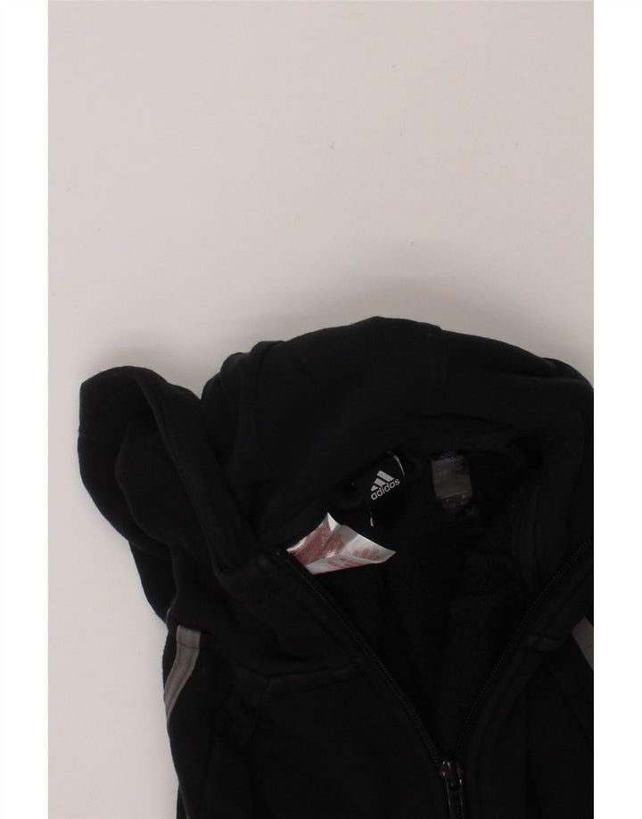 ADIDAS Boys Zip Hoodie Sweater 9-10 Years Black Cotton Vintage Adidas and Second-Hand Adidas from Messina Hembry 