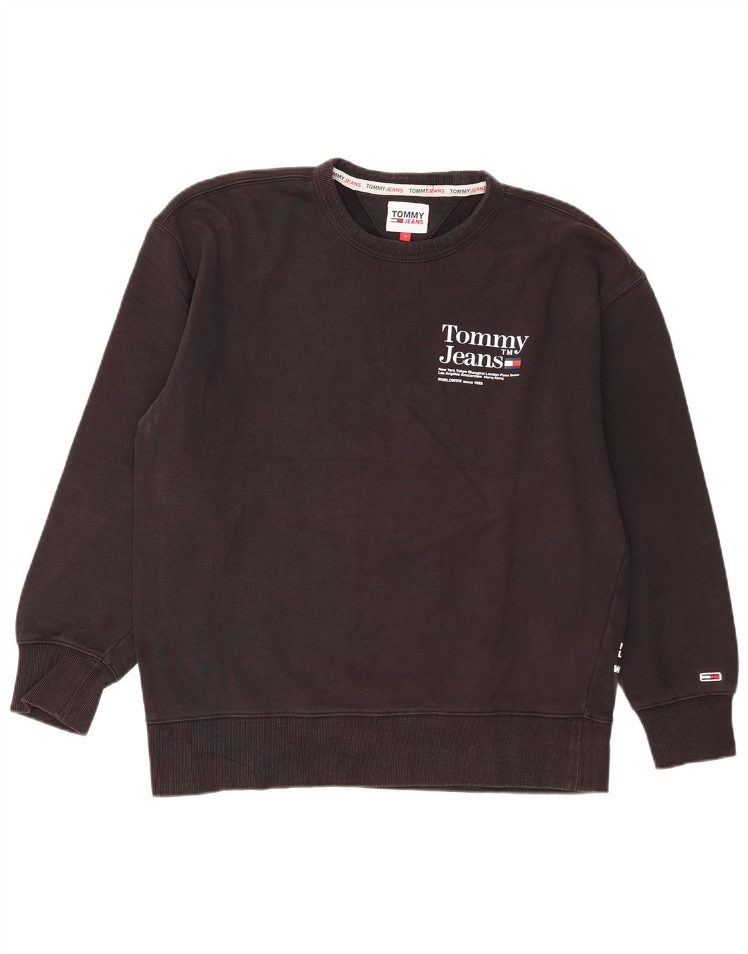 Tommy Hilfiger moletom gráfico masculino jumper pequeno algodão preto
