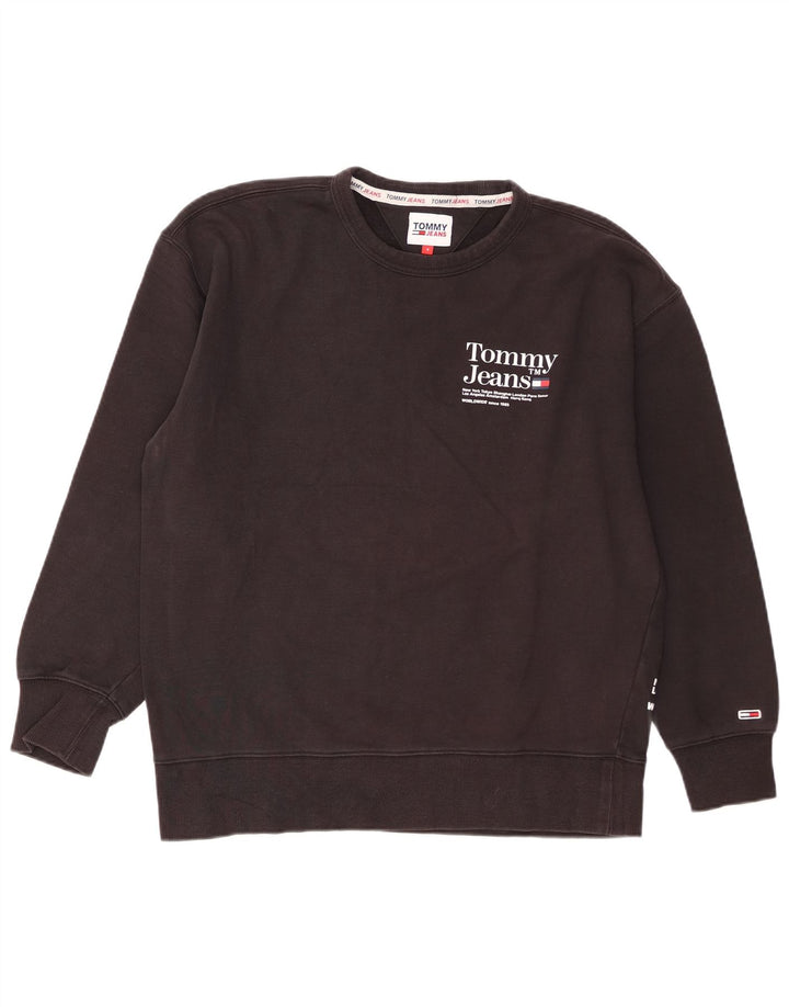 Tommy Hilfiger moletom gráfico masculino jumper pequeno algodão preto