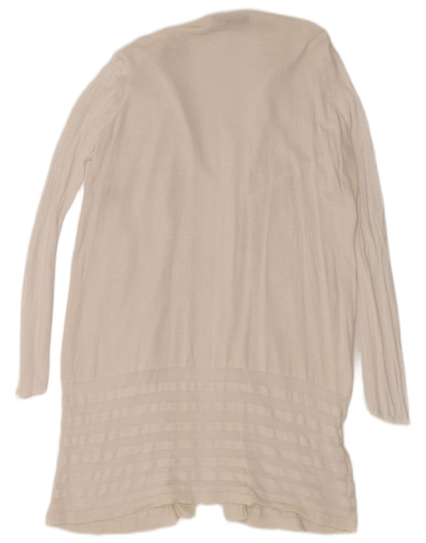 Marks & Spencer Suéter feminino Longline Open Cardigan Reino Unido 16 Grande Branco