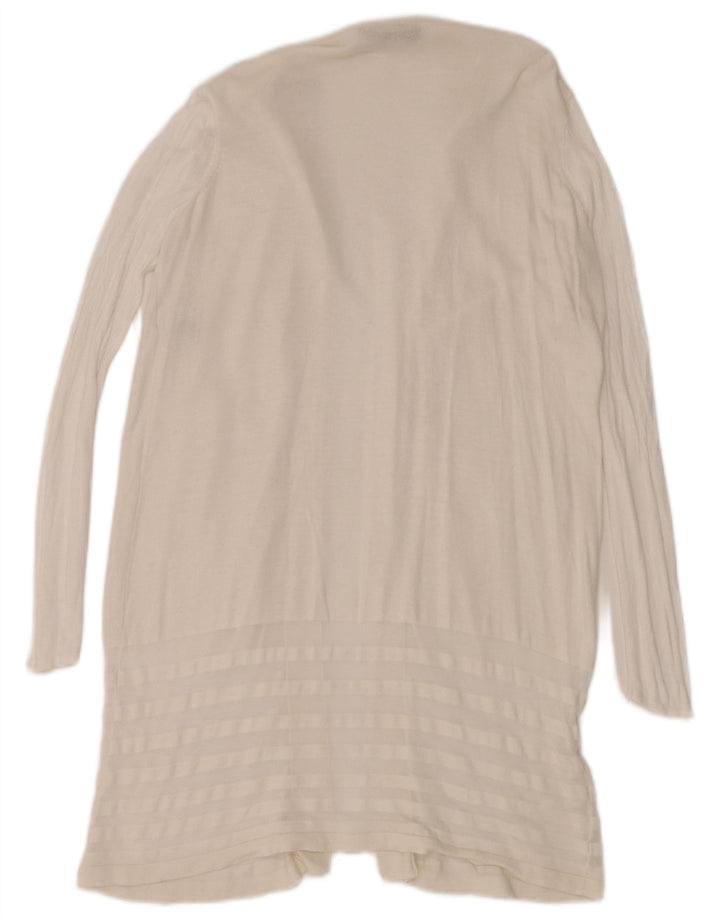 Marks & Spencer Suéter feminino Longline Open Cardigan Reino Unido 16 Grande Branco