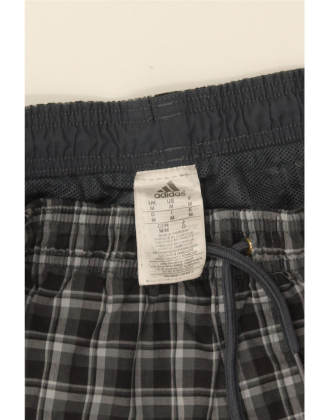 Shorts de natação masculino Adidas poliéster xadrez cinza médio