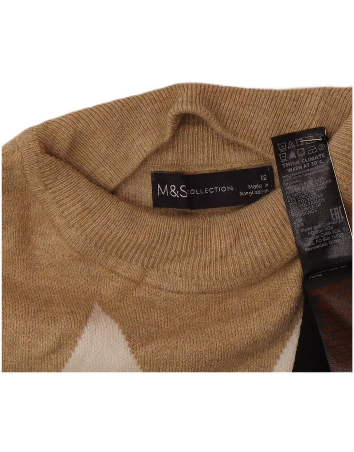 Suéter feminino Marks & Spencer com gola tartaruga Reino Unido 12 médio multicolorido