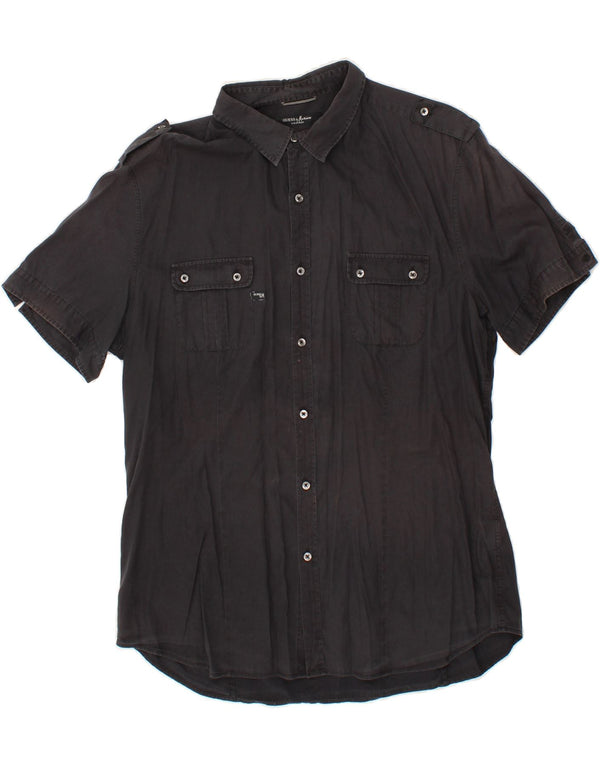 Camisa masculina militar gráfica de manga curta GUESS BY MARCIANO 2XL algodão cinza
