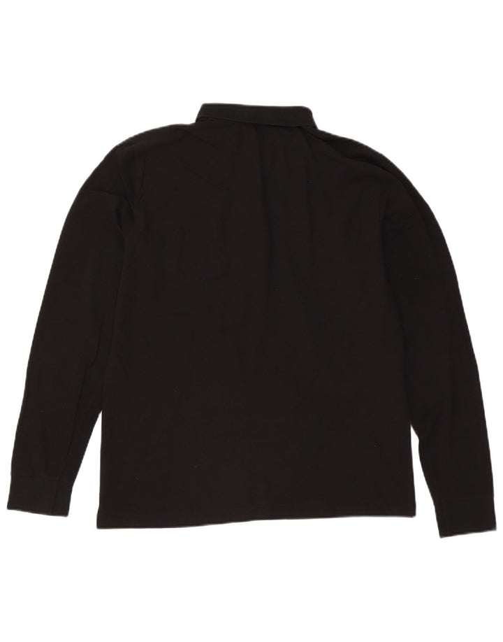 Trussardi Camisa polo masculina de manga comprida pequena de algodão preto