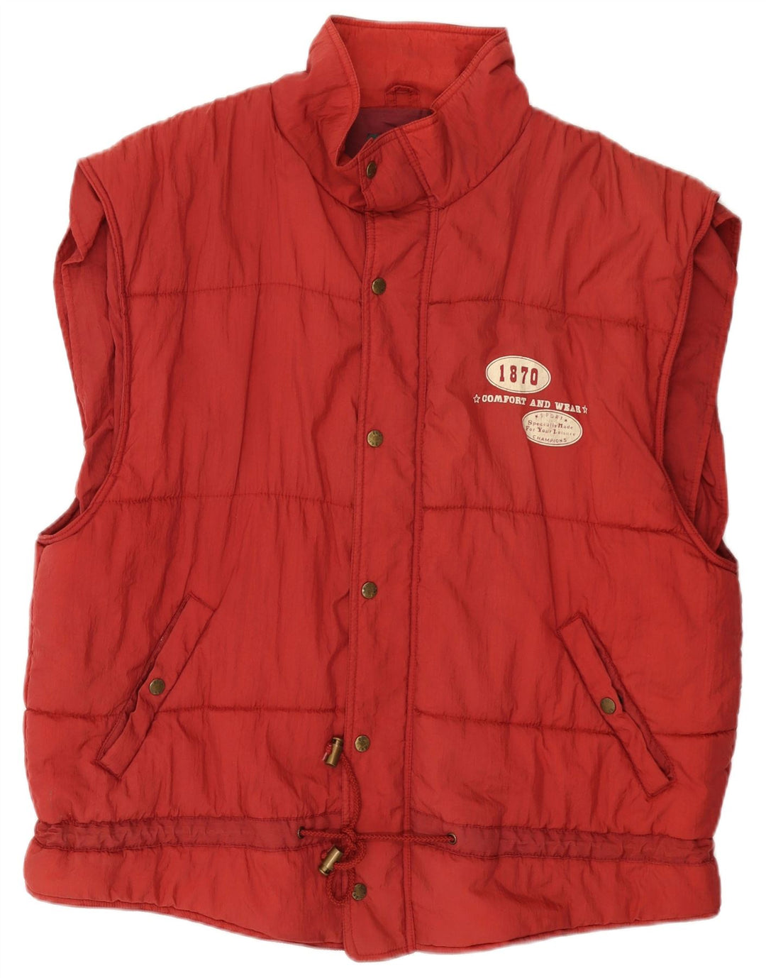 Colete acolchoado gráfico masculino vintage UK 42 XL vermelho nylon