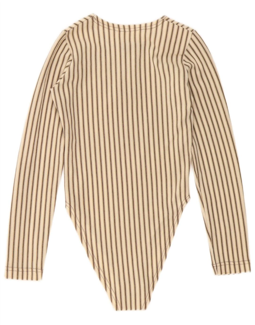 Body feminino vintage UK 8 pequeno listrado bege