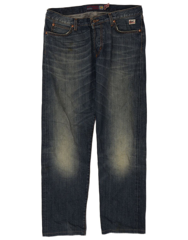 Calça jeans reta masculina Roy Rogers W35 L30 azul marinho algodão