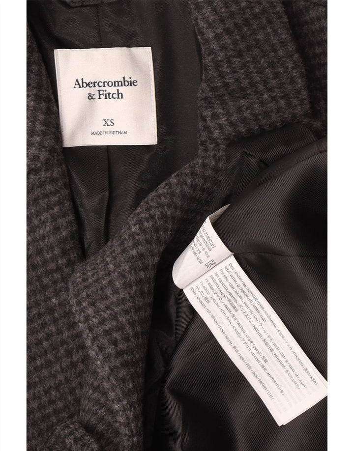 Jaqueta blazer feminina Abercrombie & Fitch com 1 botão Reino Unido 6 XS cinza Houndstooth