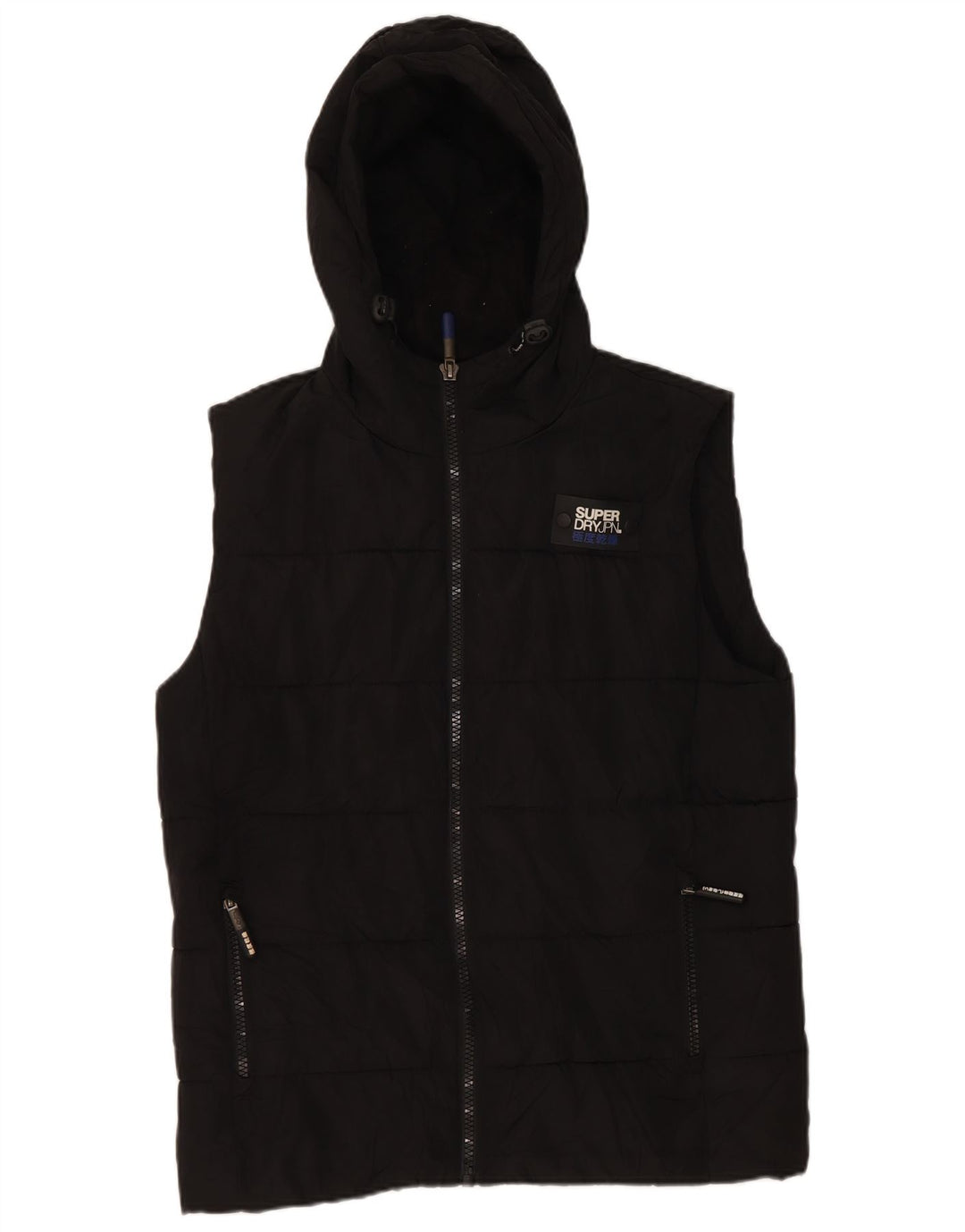 Colete acolchoado com capuz masculino Superdry UK 38 poliéster preto médio