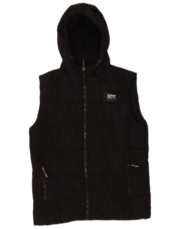 Colete acolchoado com capuz masculino Superdry UK 38 poliéster preto médio