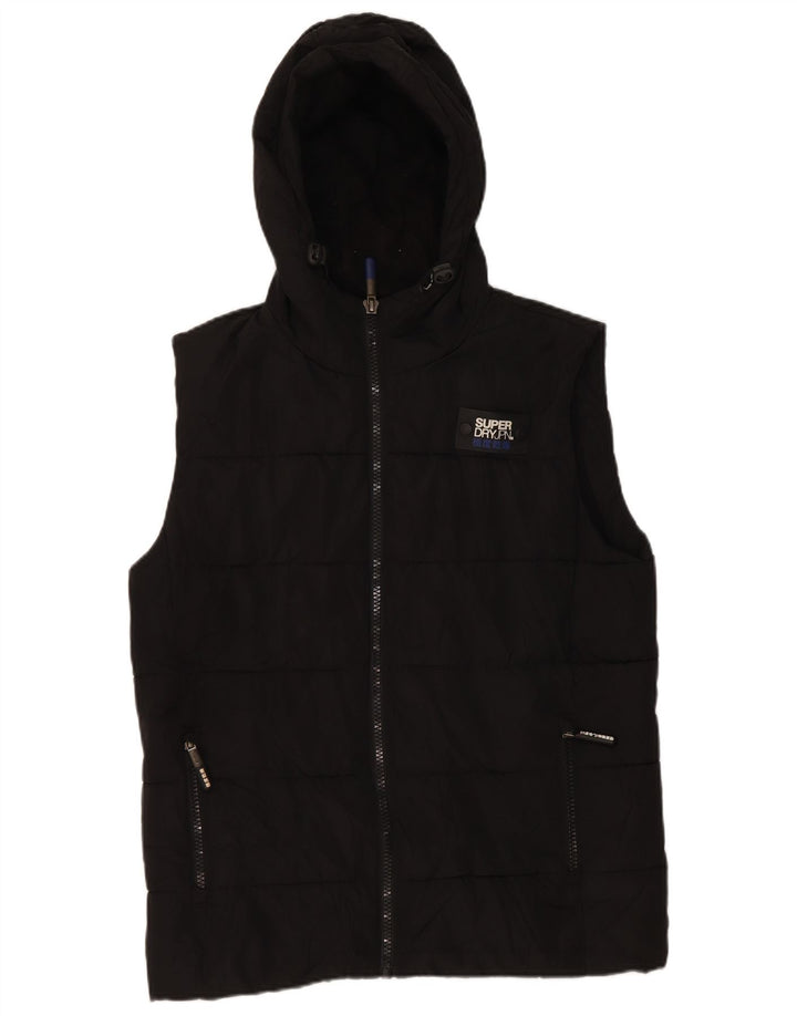Colete acolchoado com capuz masculino Superdry UK 38 poliéster preto médio