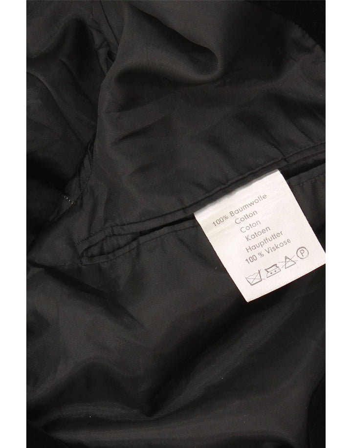 Jaqueta blazer masculina vintage de veludo com 2 botões Reino Unido 36 pequena preta