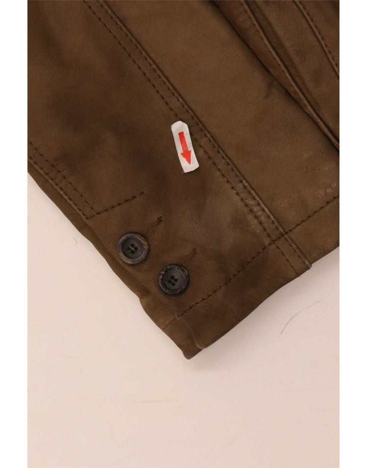 Jaqueta de couro masculina Marlboro Classics UK 38 marrom médio