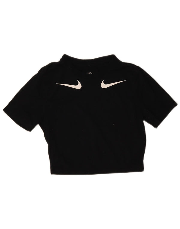 Camiseta Nike Feminina Crop Slim Fit Graphic Top UK 8 Pequena Modal Preta