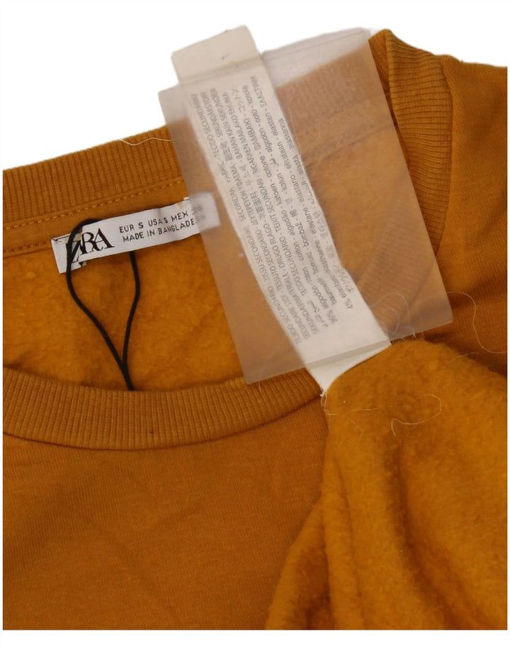 Zara moletom feminino oversized jumper UK 10 pequeno algodão laranja
