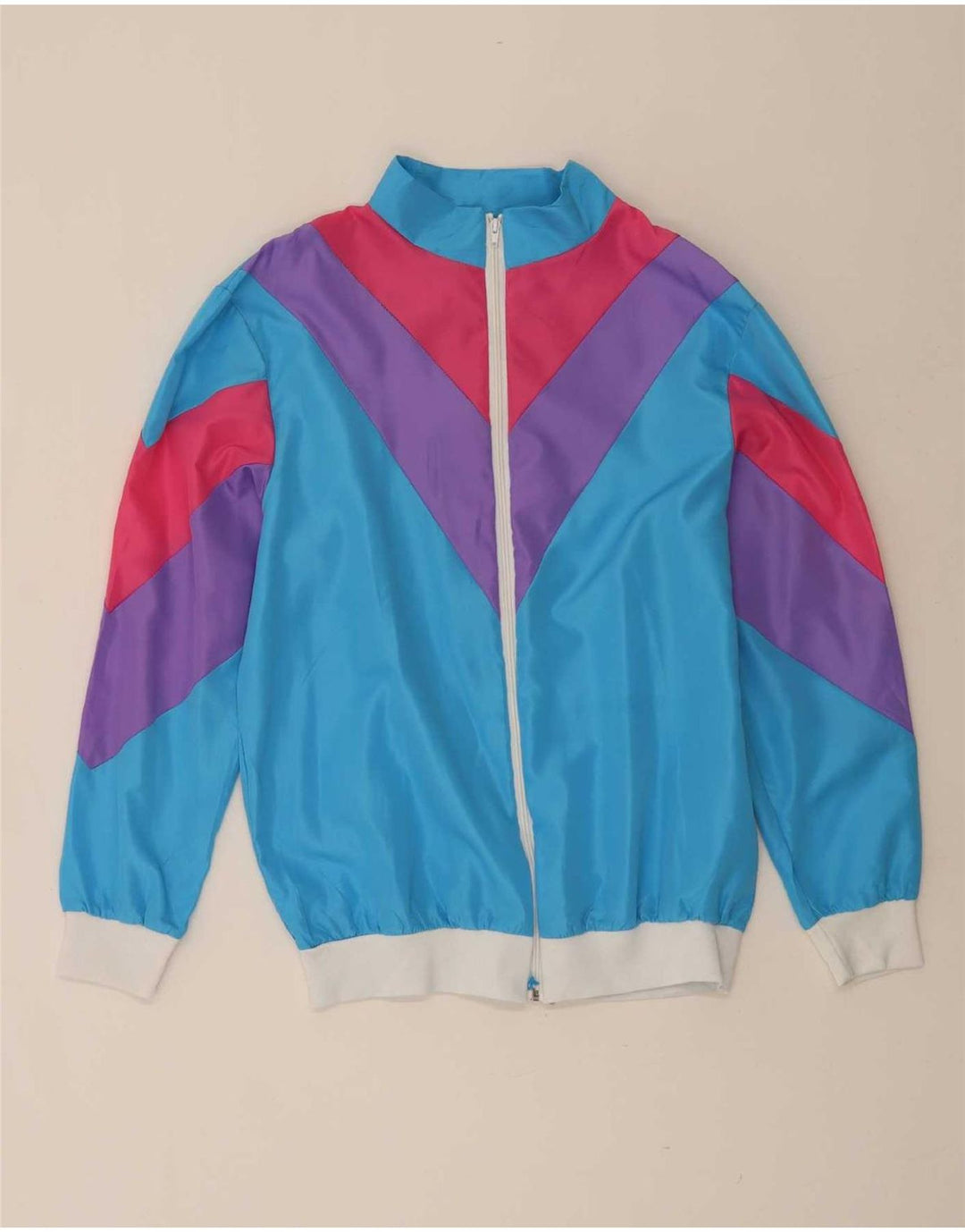 Fato de treino completo masculino vintage grande azul colorblock poliéster