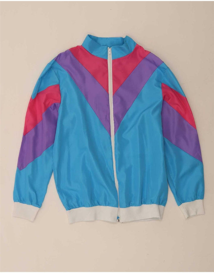 Fato de treino completo masculino vintage grande azul colorblock poliéster