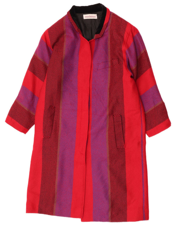 Sobretudo feminino oversized Roccobarocco Reino Unido 10 lã listrada vermelha pequena