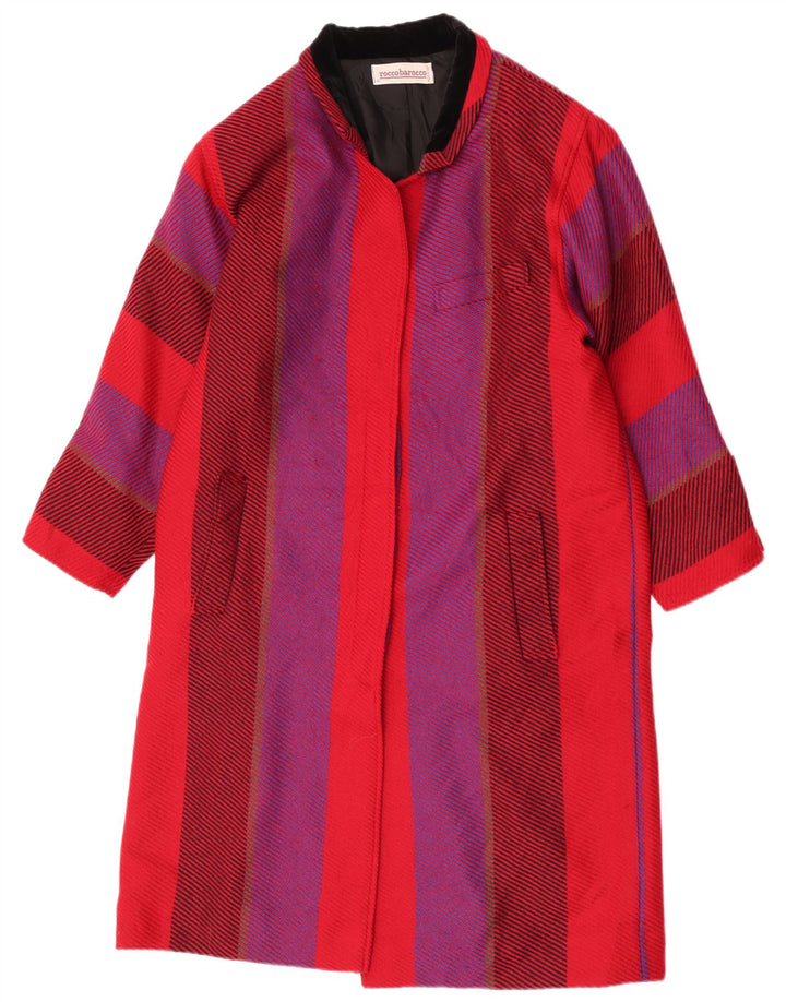 Sobretudo feminino oversized Roccobarocco Reino Unido 10 lã listrada vermelha pequena