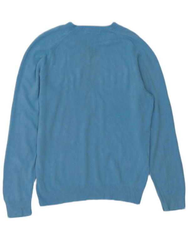 Suéter masculino Marks & Spencer Autograph com decote em V pequeno azul acrílico