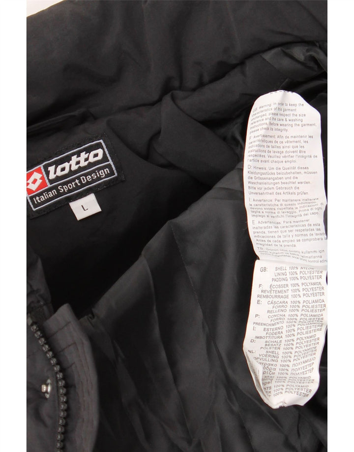 Jaqueta masculina acolchoada gráfica LOTTO Reino Unido 40 grande nylon preto