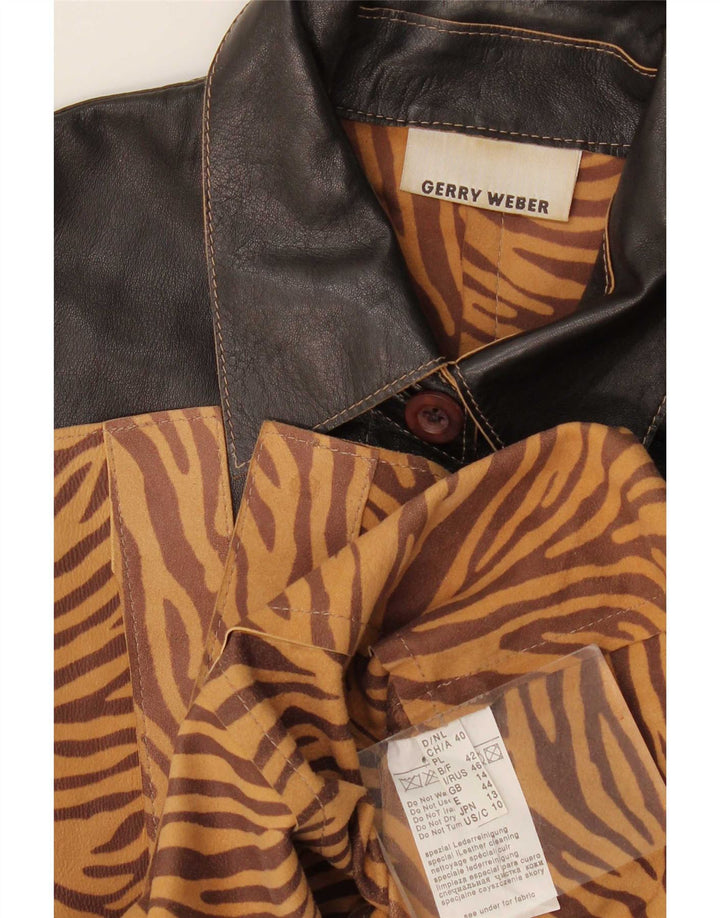 Jaqueta de couro feminina Gerry Weber UK 14 grande preta