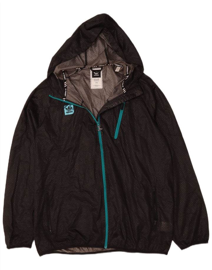 Adidas Mens Hooded Rain Jacket UK 42 XL Preto Poliéster